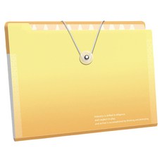 델리리움 예쁜 색감 대용량 아코디언 서류 A4 파일 케이스 8단 32 x 25 cm, 그라데이션 옐로우, 1개