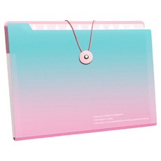 델리리움 예쁜 색감 대용량 아코디언 서류 A4 파일 케이스 8단 32 x 25 cm, 그라데이션 블루, 1개