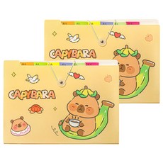 델리리움 예쁜 색감 대용량 아코디언 서류 A4 파일 케이스 5단 32 x 25 cm, 2개, 카피바라2