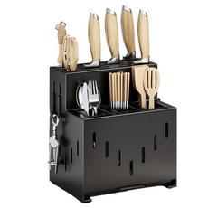 헬로우디 탄소강 물빠짐 수저 칼꽂이 정리통, 블랙, 1개