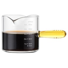발룬피니 내열유리 컬러핸들 벨크리머 계량 샷잔 200ml, 옐로우, 1개