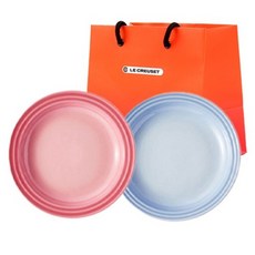 르크루제 디너접시 27cm 2종 + 쇼핑백 S, 1개, 단품, 로즈쿼츠, 코스탈블루