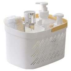 블럭마트 깔끔한 다용도 욕실 바구니 type1, 화이트옐로우