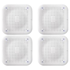 블럭마트 사각모양 실리콘 흡착 욕실 배수구 머리카락 거름망 4p, 화이트