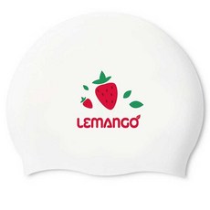 LEMAnGO 室內外泳帽 Strawberry Holic 4177, 1個, 白色