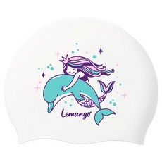 LEMAnGO 室內外泳帽 海豚小夜曲 5685, 白色, 1個