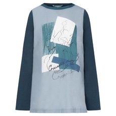 크로커다일레이디 여성용 모던 기하학 프린트 라운드넥 티셔츠 CLDSTS108