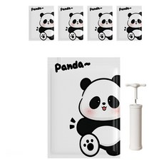 알럽홈 아기판다 캐릭터 이불 정리 압축팩 5p + 전용펌프 세트 화이트 L261-0212WS, 1세트, 5