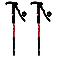 登山杖 4節 T字型 CE65, 紅色(CE632), 2個