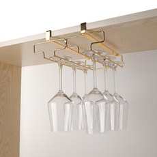 트리아노 무타공 고급형 선반 와인잔 걸이 2단 골드, 1개