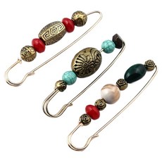 KHOOMIE 復古古董珠飾長款胸針3件組 6W0072, 1套, 混合色