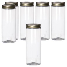 首爾包裝 圓形直身PET瓶 金色鋼蓋, 6個