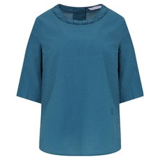 크로커다일 라운드넥 제원단 디테일 A라인 블라우스 CLDMBL112