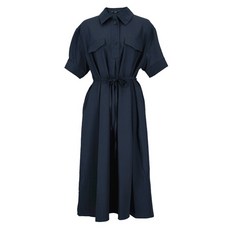 VISIT IN NEW YORK 附腰帶格紋連身裙 VA6OP92, 45 海軍藍