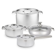 스테니 인덕션 무연마제 스텐 통5중 냄비 세트 4개, 실버, 편수 16cm + 양수 20cm + 전골 24cm + 곰솥 H 24cm, 1세트