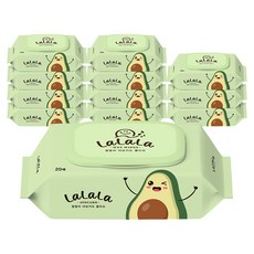 랄랄라 아보카도 휴대용 물티슈 캡형, 50g, 20매, 12개
