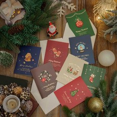 Sheriel 立體聖誕卡信紙明信片8款組合, 信紙卡片, 1套