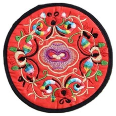 고즈넉한 티타임의 완성 자수 컵 매트, 레드, 1개