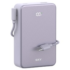 SKY 필 Cube 20000mAh PD QC 22.5W 고속충전 LCD잔량표시 대용량 미니 보조배터리 케이블 멀티단자, 퍼플, SKY-A20