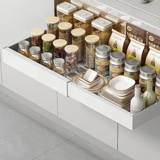 존글로벌 길이조절 슬라이드 인출식 레일 서랍형 하부장 선반, 화이트, 1개