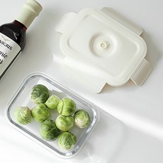 카모메키친 내열유리 제로에어 진공 밀폐용기 S, 1개, 370ml