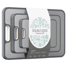 JAR嚴選 雙面抗菌純鈦麥秸稈廚房切菜板砧板三件組, 1套, S + M + L