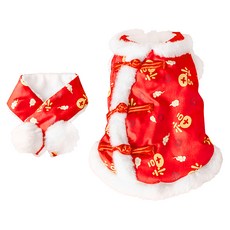 摩達客 新年納福字開運暖暖唐裝 狗貓春節拜年寵物衣 602, 紅色, 1個