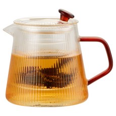 발룬피니 내열유리 컬러핸들 차 거름망 티포트 티메이커, 혼합색상, 1개, 500ml