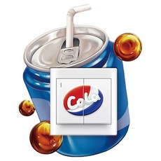 Smile Ggaebee 個性 3D 立體開關貼紙 可樂, 混合色