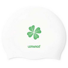 LEMAnGO 男女通用 純淨幸運草室內外泳帽 4173, 白色, 1個