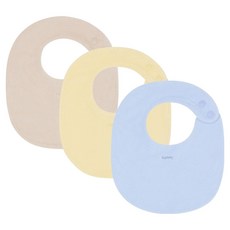 코니 테리빕 아기 턱받이 3종 세트, 베이지, 블루, 버터옐로우, 3매, 1세트