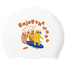 LEMAnGO 男女通用 Summer Cat 室內外泳帽 4182, 1個, 白色