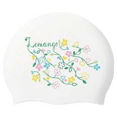 LEMAnGO 男女通用 玫瑰花 室內外 泳帽 2172, 1個, 白色