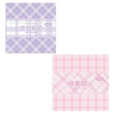 문구담 체크 격자 무늬 다꾸 점착 메모지 2종 세트, 퍼플, 핑크, 1세트