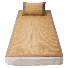 絲薇諾 3D軟Q柔藤蓆/亞藤蓆組, 咖啡色, 涼蓆 + 枕套