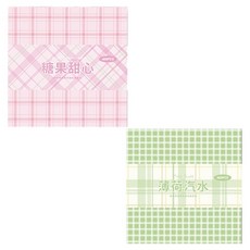 문구담 체크 격자 무늬 다꾸 점착 메모지 2종 세트, 핑크, 그린, 1세트