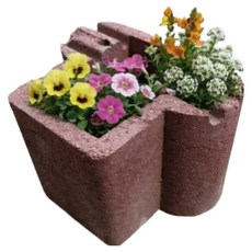 With Block 居家園藝混凝土迷你加勁土花盆磚, 紅色, 1個