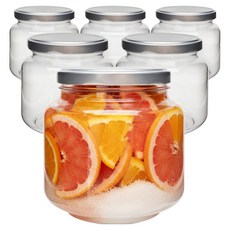 mir Farms 優質高重量廣口PET瓶 900ml 6入 + 銀色瓶蓋 6入組, 1套