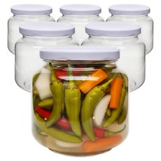 mir Farms 優質高重量廣口PET瓶 900ml 6入 + 白色瓶蓋 6入組, 1套