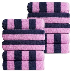 코튼리빙 콤팩트 인테리어 선염 호텔 타올 200g 40수 코마사, 스트라이프 퍼플오션, 10개