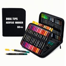 bebehome 軟硬雙頭丙烯馬克筆 60色, 混和顏色, 1個裝