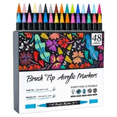 bebehome 軟硬雙頭丙烯馬克筆 48色, 混和顏色, 1個裝