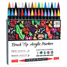 bebehome 軟硬雙頭丙烯馬克筆 36色, 混和顏色, 1個裝