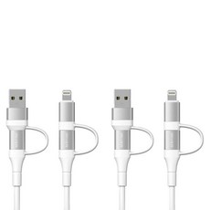 아이리버 C타입/USB A-C타입/라이트닝8핀 4in1 멀티 60W PD 고속충전 케이블 ISD-CL150CA, 2개, 혼합색상, 1.5m