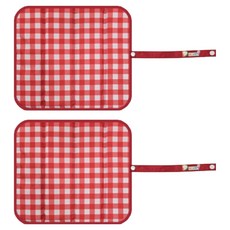 더해피 휴대용 접이식 등산 방석 2p, 01 체크 레드