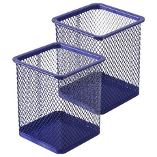 탑피아 철제 메쉬 다용도 연필꽂이 2p 세트, 파란색 사각형, 1세트