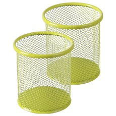 탑피아 철제 메쉬 다용도 연필꽂이 2p 세트, 녹색 라운드, 1세트