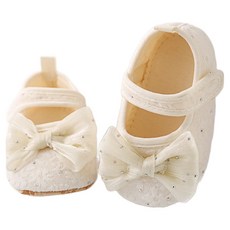 JOYMULTI 新生兒用 Blancfleur 魔鬼氈刺繡蝴蝶結學步鞋