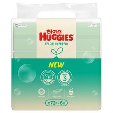 하기스 퓨어 그린 생분해 아기물티슈 캡형, 6개, 72매, 55g