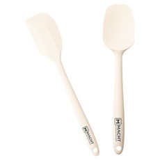 MACHT 프리미엄 실리콘 이유식 조리 도구 2종 세트, 1세트, 크림화이트, 미니 스패츌러 소 + 요리스푼 소